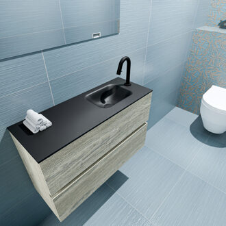 Mondiaz ADA 80cm toiletmeubel light brown grey. LEX wastafel urban rechts 1 kraangat