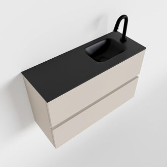 Mondiaz ADA 80cm toiletmeubel linen. LEX wastafel urban rechts 1 kraangat