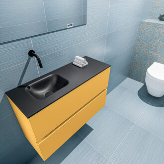 Mondiaz ADA 80cm toiletmeubel ocher. LEX wastafel urban links zonder kraangat