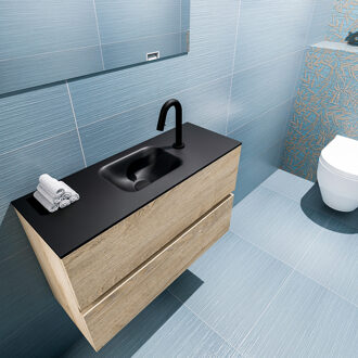 Mondiaz ADA 80cm toiletmeubel washed oak. LEX wastafel urban midden 1 kraangat