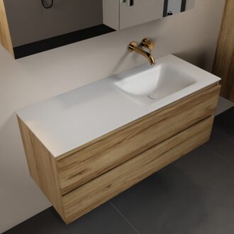 Mondiaz AIVY 120cm badmeubel Chai, wastafel Talc solid surface rechts zonder kraangat met spiegelkast (AI-351641TALC-NO - AI-M120CHRE - AI-C120CHMI)