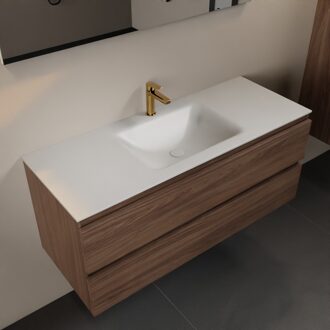 Mondiaz AIVY 120cm badmeubel Mocha, wastafel Talc solid surface midden 1 kraangat (AI-351621TALC-SI - AI-M120MOMI)