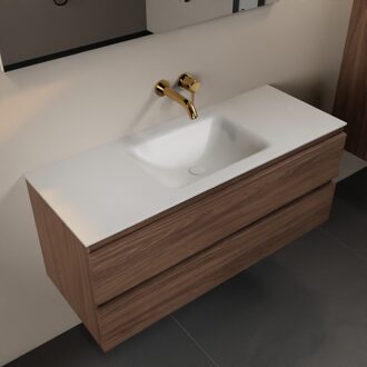 Mondiaz AIVY 120cm badmeubel Mocha, wastafel Talc solid surface midden zonder kraangat (AI-351621TALC-NO - AI-M120MOMI)