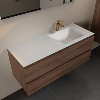 Mondiaz AIVY 120cm badmeubel Mocha, wastafel Talc solid surface rechts 1 kraangat met spiegel (AI-351641TALC-SI - AI-M120MORE - AI-S120X72)