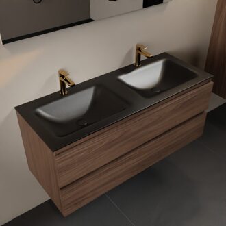 Mondiaz AIVY 120cm badmeubel Mocha, wastafel Urban solid surface dubbel 2 kraangaten (AI-351651URBAN-SI - AI-M120MODU)