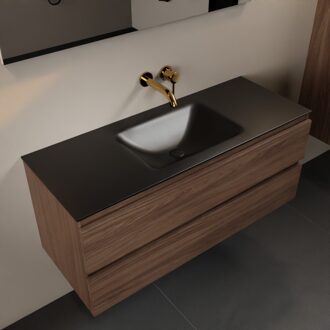 Mondiaz AIVY 120cm badmeubel Mocha, wastafel Urban solid surface midden zonder kraangat met spiegel (AI-351621URBAN-NO - AI-M120MOMI - AI-S120X70)