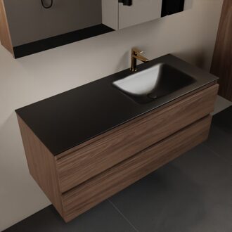 Mondiaz AIVY 120cm badmeubel Mocha, wastafel Urban solid surface rechts 1 kraangat met spiegelkast (AI-351641URBAN-SI - AI-M120MORE - AI-C120MOMI)