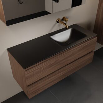 Mondiaz AIVY 120cm badmeubel Mocha, wastafel Urban solid surface rechts zonder kraangat met spiegelkast (AI-351641URBAN-NO - AI-M120MORE - AI-C120MOMI)