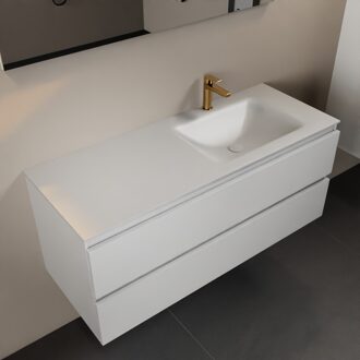 Mondiaz AIVY 120cm badmeubel Talc, wastafel Talc solid surface rechts 1 kraangat met spiegel (AI-351641TALC-SI - AI-M120TARE - AI-S120X72)