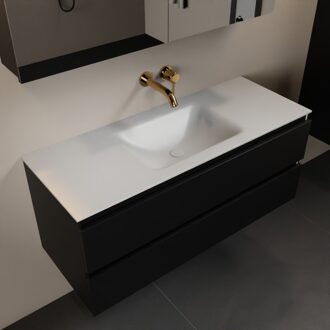 Mondiaz AIVY 120cm badmeubel Urban, wastafel Talc solid surface midden zonder kraangat met spiegelkast (AI-351621TALC-NO - AI-M120URMI - AI-C120URMI)