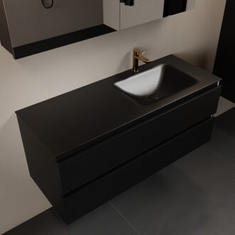 Mondiaz AIVY 120cm badmeubel Urban, wastafel Urban solid surface rechts 1 kraangat met spiegelkast (AI-351641URBAN-SI - AI-M120URRE - AI-C120URMI)