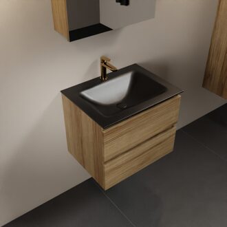 Mondiaz AIVY 60cm badmeubel Chai, wastafel Urban solid surface midden 1 kraangat met spiegelkast (AI-351111URBAN-SI - AI-M60CHMI - AI-C60CHMI)