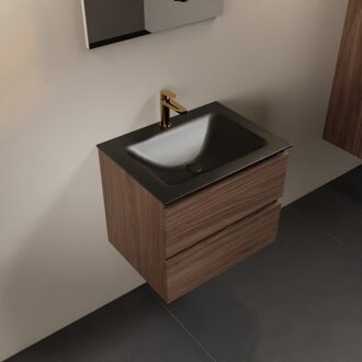 Mondiaz AIVY 60cm badmeubel Mocha, wastafel Urban solid surface midden 1 kraangat (AI-351111URBAN-SI - AI-M60MOMI)