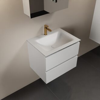 Mondiaz AIVY 60cm badmeubel Talc, wastafel Talc solid surface midden 1 kraangat met spiegelkast (AI-351111TALC-SI - AI-M60TAMI - AI-C60TAMI)