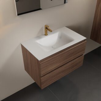 Mondiaz AIVY 80cm badmeubel Mocha, wastafel Talc solid surface midden 1 kraangat (AI-351171TALC-SI - AI-M80MOMI)