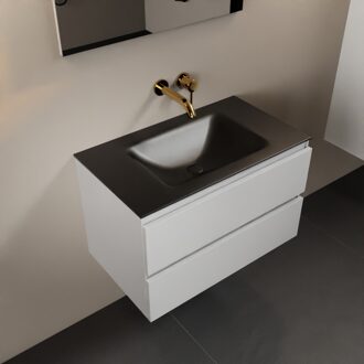 Mondiaz AIVY 80cm badmeubel Talc, wastafel Urban solid surface midden zonder kraangat (AI-351171URBAN-NO - AI-M80TAMI)