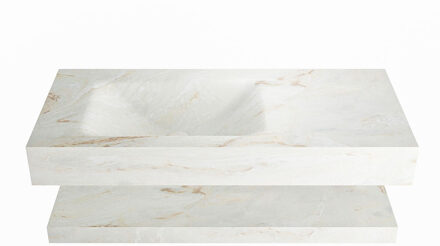 Mondiaz ALAN-DLUX 100cm planchet Frappe. Vrijhangende wastafel CLOUD links zonder kraangat, kleur Frappe.