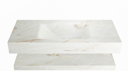 Mondiaz ALAN-DLUX 100cm planchet Frappe. Vrijhangende wastafel CLOUD midden 1 kraangat, kleur Frappe.