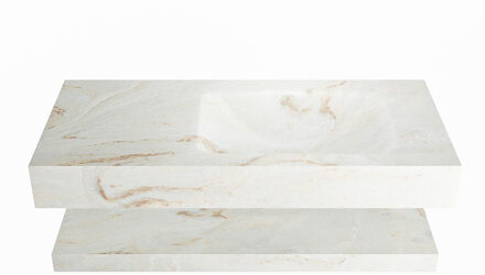 Mondiaz ALAN-DLUX 100cm planchet Frappe. Vrijhangende wastafel CLOUD rechts 1 kraangat, kleur Frappe.