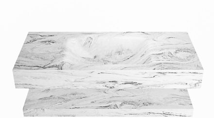 Mondiaz ALAN-DLUX 100cm planchet Glace. Vrijhangende wastafel CLOUD midden 1 kraangat, kleur Glace.