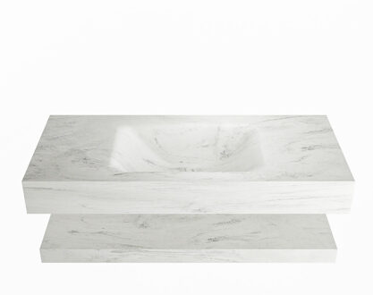 Mondiaz ALAN-DLUX 100cm planchet Opalo. Vrijhangende wastafel CLOUD midden zonder kraangat, kleur Opalo.