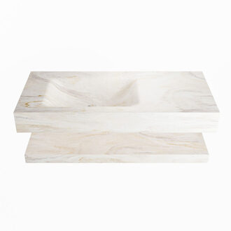 Mondiaz ALAN-DLUX 100cm planchet Ostra. Vrijhangende wastafel CLOUD links 1 kraangat, kleur Ostra.