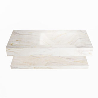 Mondiaz ALAN-DLUX 100cm planchet Ostra. Vrijhangende wastafel CLOUD rechts zonder kraangat, kleur Ostra.