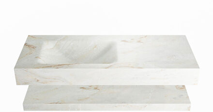 Mondiaz ALAN-DLUX 110cm planchet Frappe. Vrijhangende wastafel CLOUD links 1 kraangat, kleur Frappe.