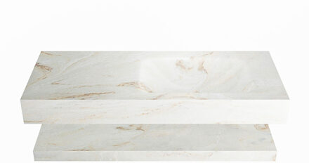 Mondiaz ALAN-DLUX 110cm planchet Frappe. Vrijhangende wastafel CLOUD rechts 1 kraangat, kleur Frappe.