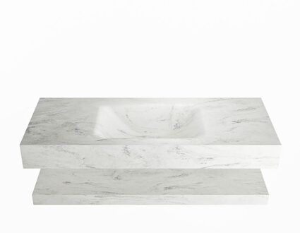 Mondiaz ALAN-DLUX 110cm planchet Opalo. Vrijhangende wastafel CLOUD midden 1 kraangat, kleur Opalo.