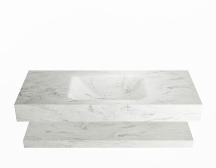 Mondiaz ALAN-DLUX 110cm planchet Opalo. Vrijhangende wastafel CLOUD midden zonder kraangat, kleur Opalo.