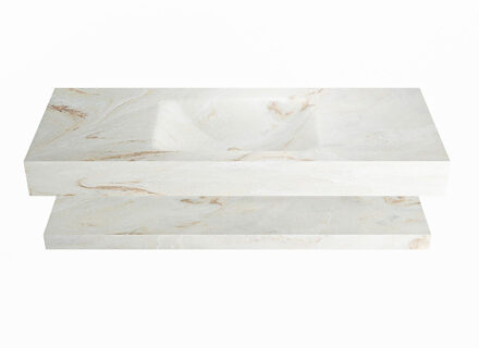 Mondiaz ALAN-DLUX 120cm planchet Frappe. Vrijhangende wastafel CLOUD midden zonder kraangat, kleur Frappe.
