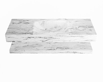 Mondiaz ALAN-DLUX 120cm planchet Glace. Vrijhangende wastafel CLOUD midden 1 kraangat, kleur Glace.