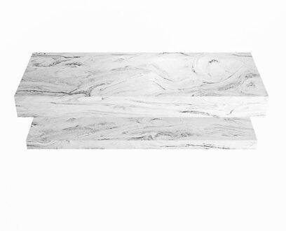 Mondiaz ALAN-DLUX 120cm planchet Glace. Vrijhangende wastafel CLOUD rechts zonder kraangat, kleur Glace.