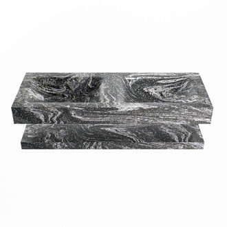 Mondiaz ALAN-DLUX 120cm planchet Lava. Vrijhangende wastafel CLOUD dubbel 2 kraangaten, kleur Lava. Frappe