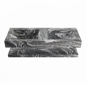 Mondiaz ALAN-DLUX 120cm planchet Lava. Vrijhangende wastafel CLOUD dubbel zonder kraangat, kleur Lava. Frappe