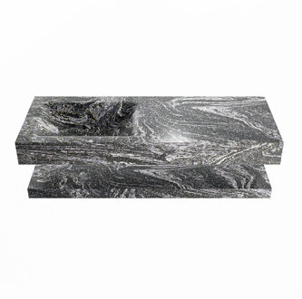 Mondiaz ALAN-DLUX 120cm planchet Lava. Vrijhangende wastafel CLOUD links zonder kraangat, kleur Lava.