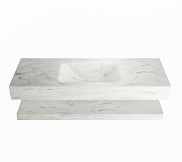Mondiaz ALAN-DLUX 120cm planchet Opalo. Vrijhangende wastafel CLOUD midden 1 kraangat, kleur Opalo.