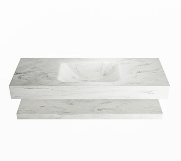 Mondiaz ALAN-DLUX 120cm planchet Opalo. Vrijhangende wastafel CLOUD midden zonder kraangat, kleur Opalo.