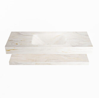 Mondiaz ALAN-DLUX 120cm planchet Ostra. Vrijhangende wastafel CLOUD midden 1 kraangat, kleur Ostra.