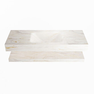 Mondiaz ALAN-DLUX 120cm planchet Ostra. Vrijhangende wastafel CLOUD midden zonder kraangat, kleur Ostra.
