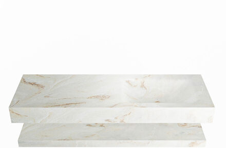 Mondiaz ALAN-DLUX 130cm planchet Frappe. Vrijhangende wastafel CLOUD rechts 1 kraangat, kleur Frappe.