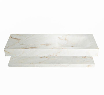 Mondiaz ALAN-DLUX 130cm planchet Frappe. Vrijhangende wastafel CLOUD rechts zonder kraangat, kleur Frappe.