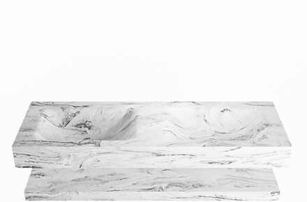 Mondiaz ALAN-DLUX 130cm planchet Glace. Vrijhangende wastafel CLOUD dubbel 2 kraangaten, kleur Glace.