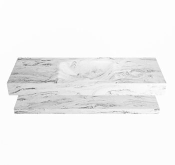 Mondiaz ALAN-DLUX 130cm planchet Glace. Vrijhangende wastafel CLOUD midden zonder kraangat, kleur Glace.