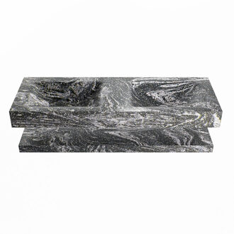 Mondiaz ALAN-DLUX 130cm planchet Lava. Vrijhangende wastafel CLOUD dubbel zonder kraangat, kleur Lava. Frappe