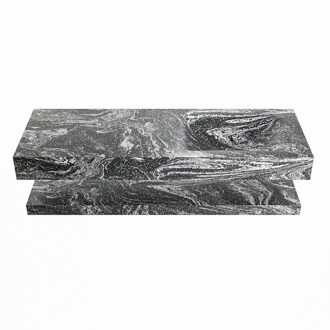 Mondiaz ALAN-DLUX 130cm planchet Lava. Vrijhangende wastafel CLOUD rechts zonder kraangat, kleur Lava. Frappe