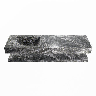 Mondiaz ALAN-DLUX 150cm planchet Lava. Vrijhangende wastafel CLOUD links zonder kraangat, kleur Lava. Frappe