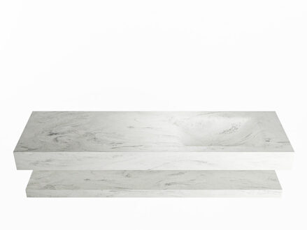 Mondiaz ALAN-DLUX 150cm planchet Opalo. Vrijhangende wastafel CLOUD rechts 1 kraangat, kleur Opalo.