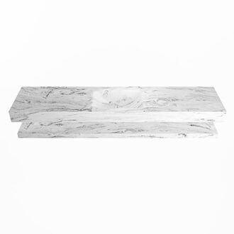 Mondiaz ALAN-DLUX 200cm planchet Glace. Vrijhangende wastafel CLOUD midden 1 kraangat, kleur Glace.